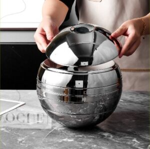 2026/10/Screenshot2026-10-182.03.25PM.jpg 304 Stainless steel spherical bowl and plate set, seven-piece set, Artistic sphere ornaments glossy bowl, double-layer anti-scald gift box